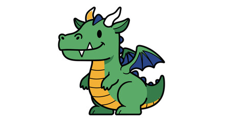 Fototapeta premium Smiling Green Cartoon Dragon.