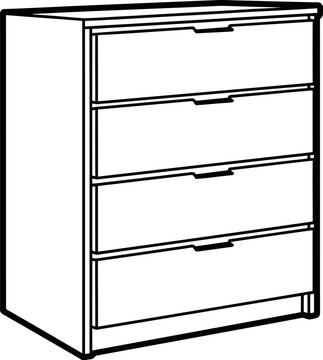 Simple line drawing of a four drawer chest of drawers