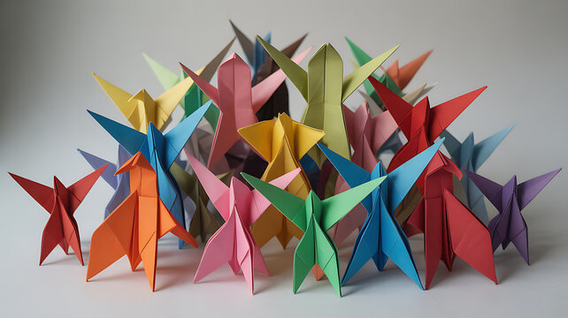 Colorful paper origami birds ideal for diverse corporate and commercial use