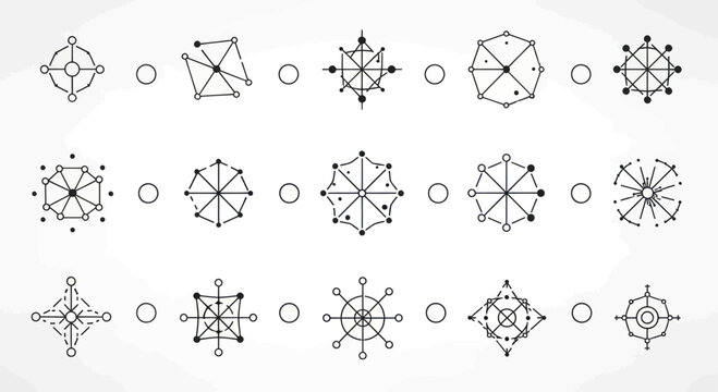 Geometric Compass Rose Designs Collection.