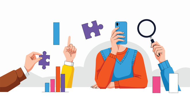 Group of professionals working together on a puzzle representing problem solving strategy and collaboration in a modern business or technical environment.
