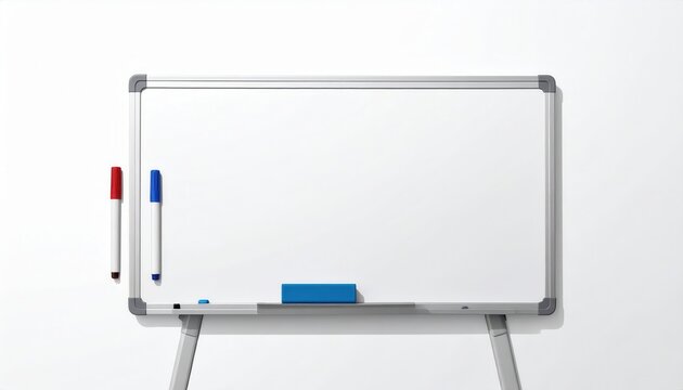 Leeres Whiteboard mit Markern und Radiergummi f&uuml;r Pr&auml;sentationen und gemeinsame Brainstorming-Sitzungen
