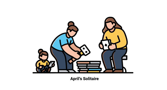 Family Enjoying Solitaire Together, Playing Games, Having Fun, Bonding Time.