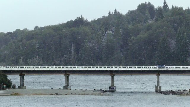 Puente Angostura on Ruta Provincial 77 Circuito Chico in San Carlos de Bariloche R&iacute;o Negro Argentina crossing channel between Moreno Este and Moreno Oeste within Nahuel Huapi National Park, sliding