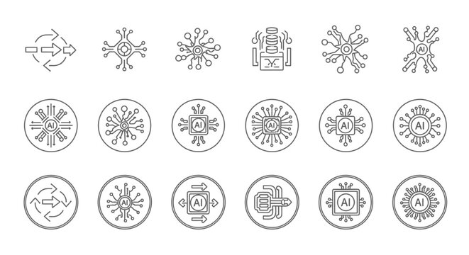 Collection of AI and Technology Icons and Symbols.