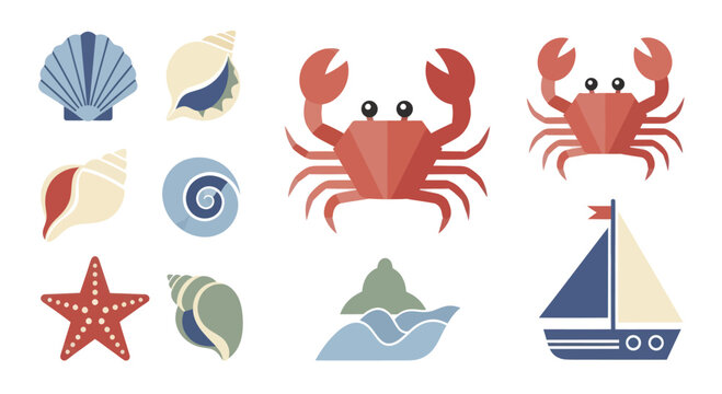 Collection of Marine Life and Nautical Elements.