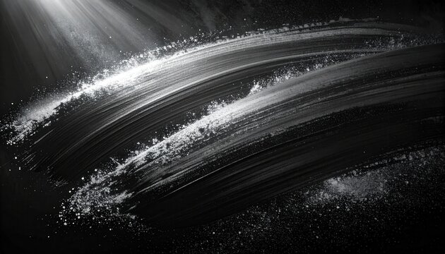 Fundo Abstrato Din&acirc;mico em Preto e Branco com Texturas de Pinceladas e Luz Brilhante