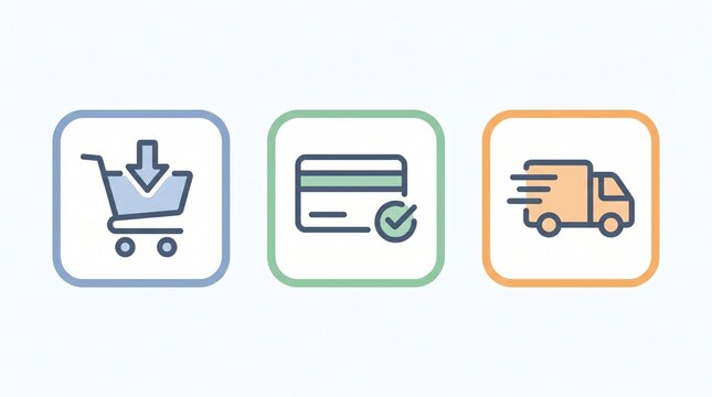 Modern Ecommerce Icon Set Minimal Flat Design