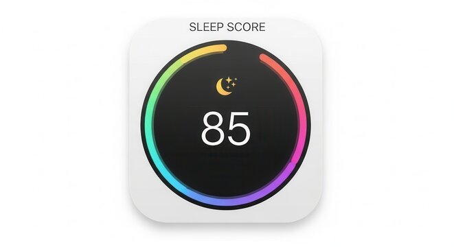 Vibrant sleep tracking application icon displaying a high sleep score and wellness metrics