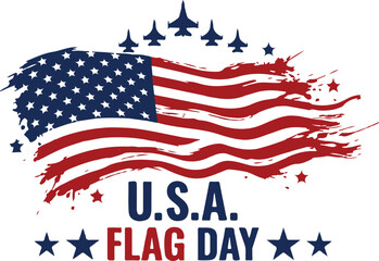 Obraz premium USA Flag Day Patriotic American Flag With Jets Design