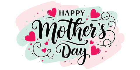 Fototapeta premium Happy mother's day beautiful watercolor card with hearts celebrate mom
