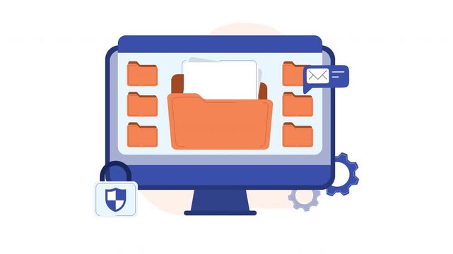 Folder access locked files folders and email for enhanced security. Suitable for cybersecurity concepts and data protection.