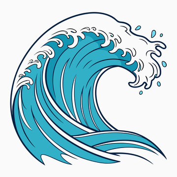 Crashing ocean wave with blue shades and foam.