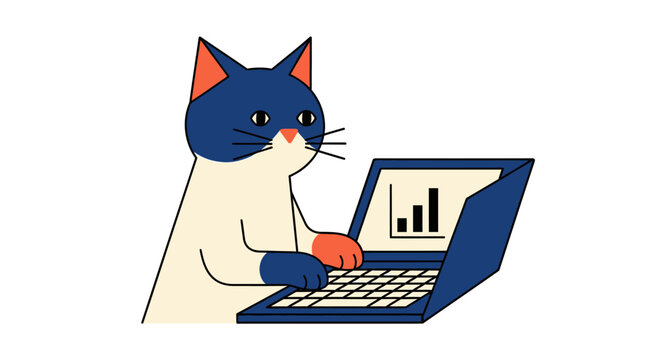 Cat Using Laptop Computer.