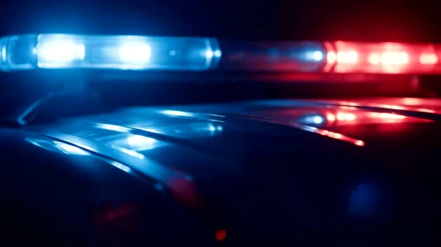 Police car lights flashing fast.
