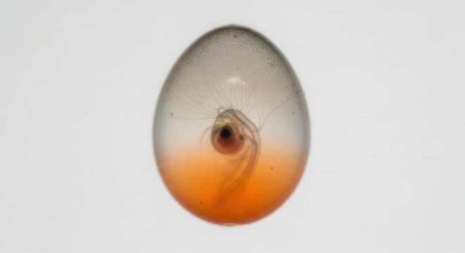 Microscopic View of Brine Shrimp Embryo Developing Inside Egg Sac