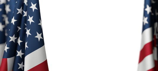 Obraz premium American flag banner design on transparent background with copy space for 4th of july Happy Independence day 3D render
