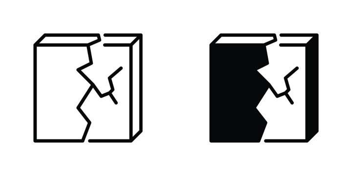 Wall Crack Vector Line Icon for home inspection and repair