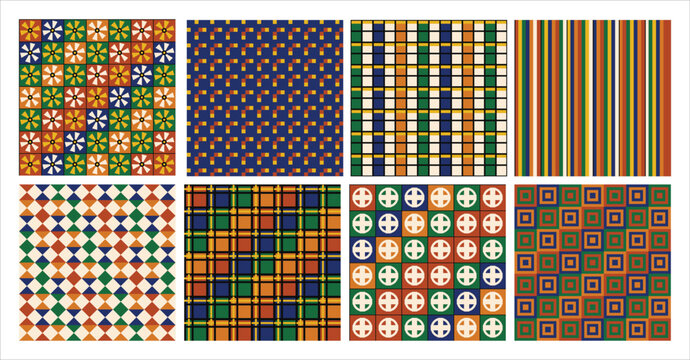 African kente and ankara seamless pattern set