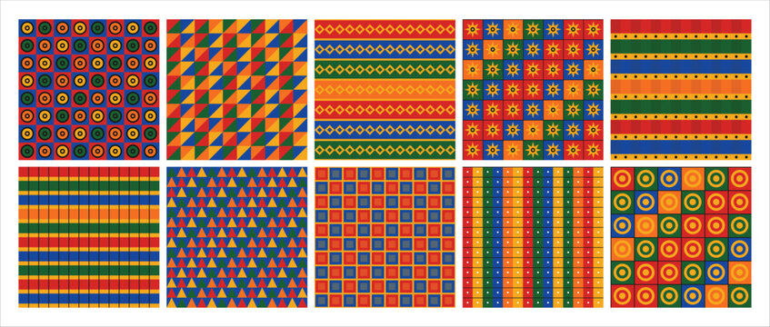 African kente and ankara textile pattern set