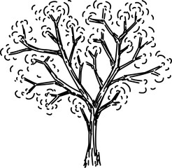 Fototapeta premium hand-drawn black and white tree png transparent background elements