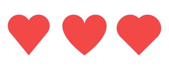 Three red hearts in a row symbolize love, affection, and romantic sentiment. © Sky