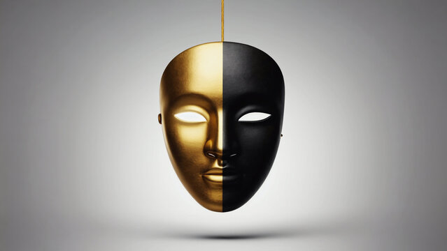 golden and black face mask floating.ai 