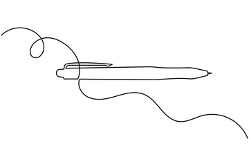 Fototapeta premium Ballpoint pen continuous one line drawing minimalist style for writing and office concept vector