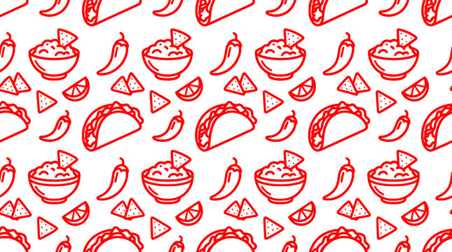 Playful Mexican Food Outline Pattern