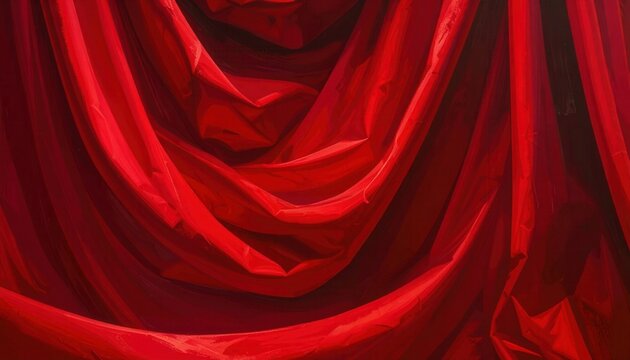 Tela de color rojo intenso con pliegues fluidos y textura lujosa