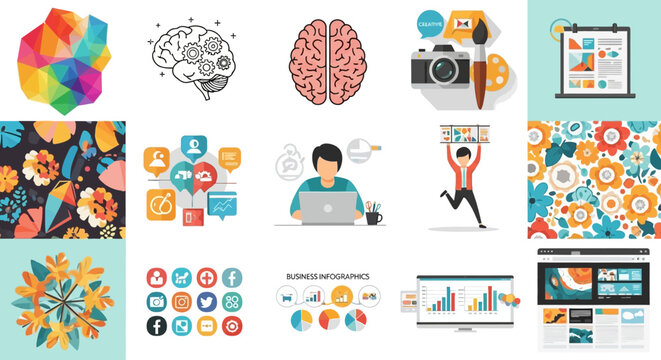 A comprehensive set of modern business and social media web icons featuring vector symbols for internet technology, cloud computing, mobile communication, and global people network connections