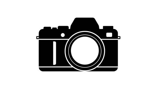 Black Camera Icon on White Background.