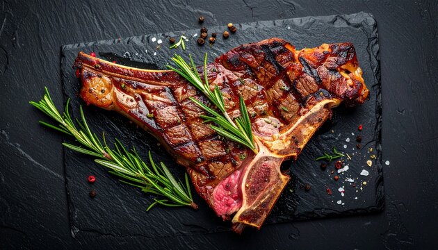 Delicious grilled t bone steak with rosemary a culinary masterpiece