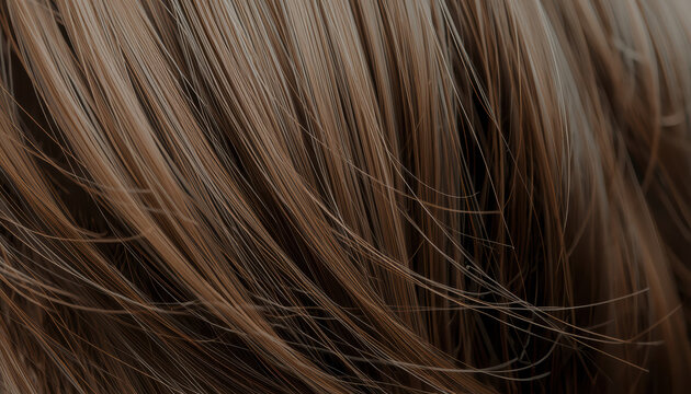 Soft brown hair macro with natural texture and fine details, slightly imperfect strands