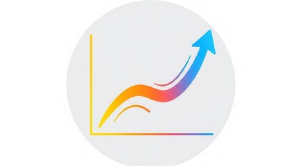 Fototapeta premium Upward trend graph with colorful arrow, symbolizing growth and success