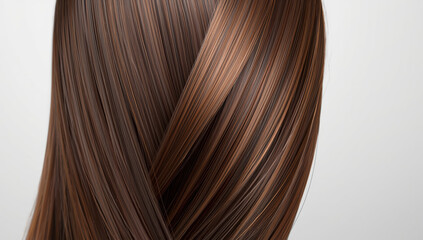 Naklejka premium Silky chestnut brown hair strands with smooth shine and subtle highlights conveying sleek