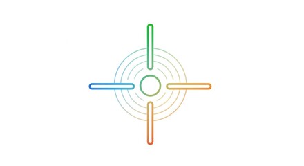 Fototapeta premium Abstract Target Icon with Colorful Gradient Lines and Concentric Circles on White Background