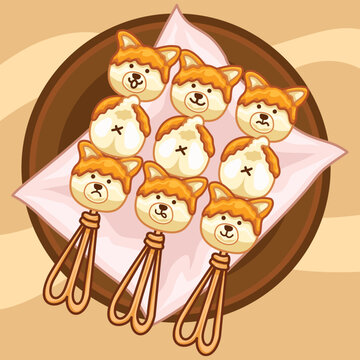 cute_shiba_candy_stick_parchment_wood_plate.eps