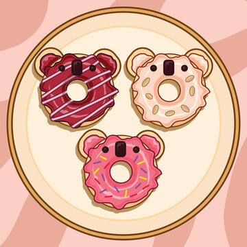 koala_donut_various_toppings_cute_dessert.eps