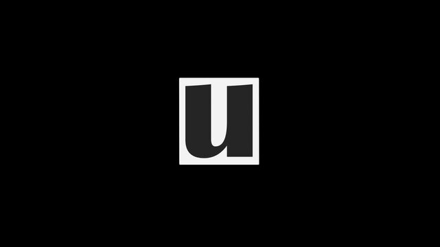 Collage Letter u Animation. Lowercase Alphabet with Luma Matte.