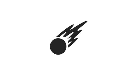 Black Comet Icon with Trails Illustration. © Boki