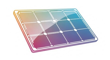 Naklejka premium Solar Panel Icon with Rainbow Gradient - Renewable Energy and Technology Concept