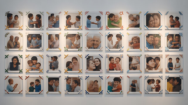 Family photos collection on wall symbolizing innovation and digital transformation