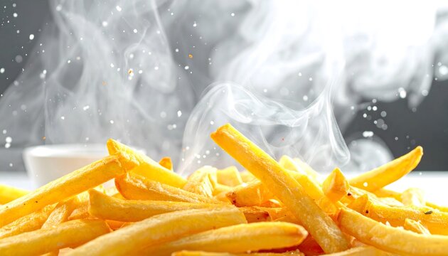 Golden french fries with condiment a delicious and crispy snack