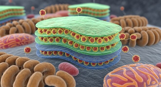 Microscopic View of Chloroplast Grana Stacks with Stroma Lamellae.