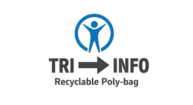 Recyclable Poly-bag Logo with Human Icon and Arrow - TRI INFO