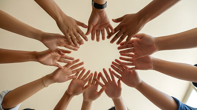 Hands forming circle emphasizing urban lifestyle and city dynamics