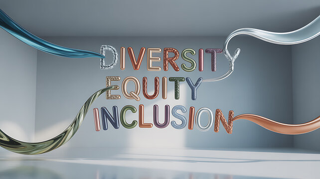 Diversity Equity Inclusion Text Art for high-end commercial advertising