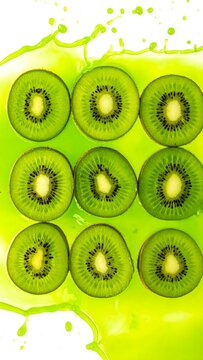 Sliced kiwi fruit arrangement a vibrant and healthy green food display