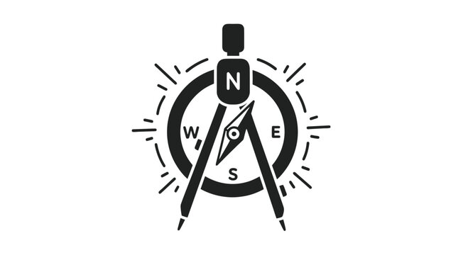 Compass with Dividers Navigation Tool Illustration.